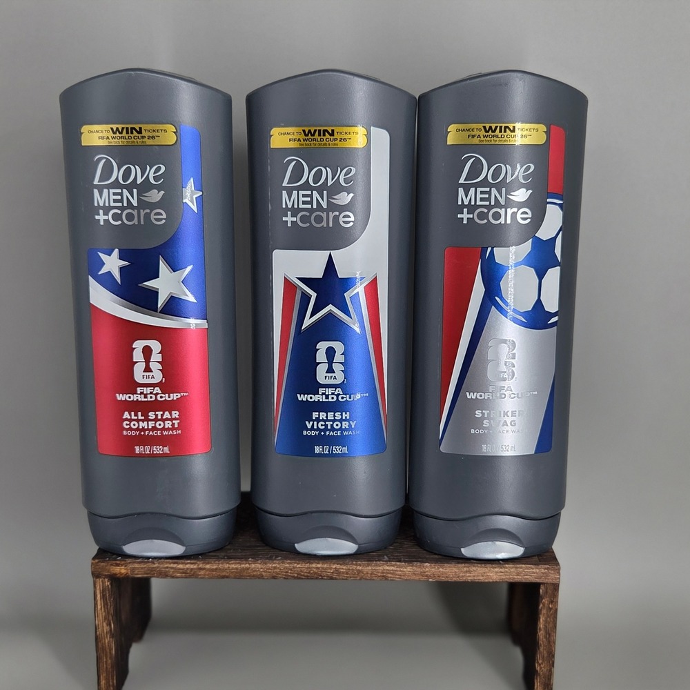 Dove Body Wash Men 18oz 3pk FIFA World Cup Limited Edition Soccer Sport Scents